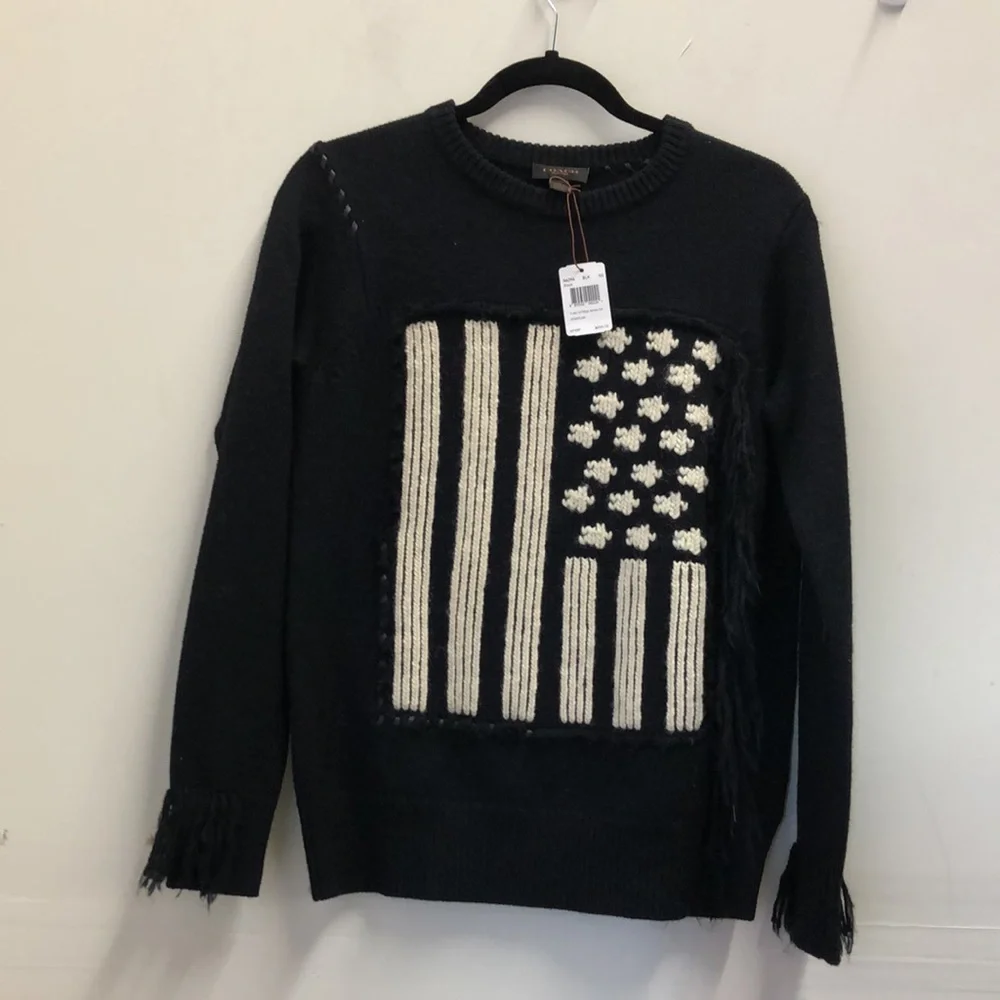 Coach Merino Wool Flag Intarsia Sweater